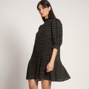 Fresha Toulin Dress in Metallic Black New Small UK 10 US 6